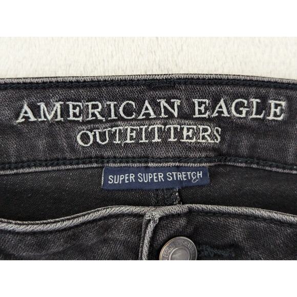 American Eagle sz 14 Super High Rise Shortie Shorts denim black cuffs 0155 - Picture 5 of 6